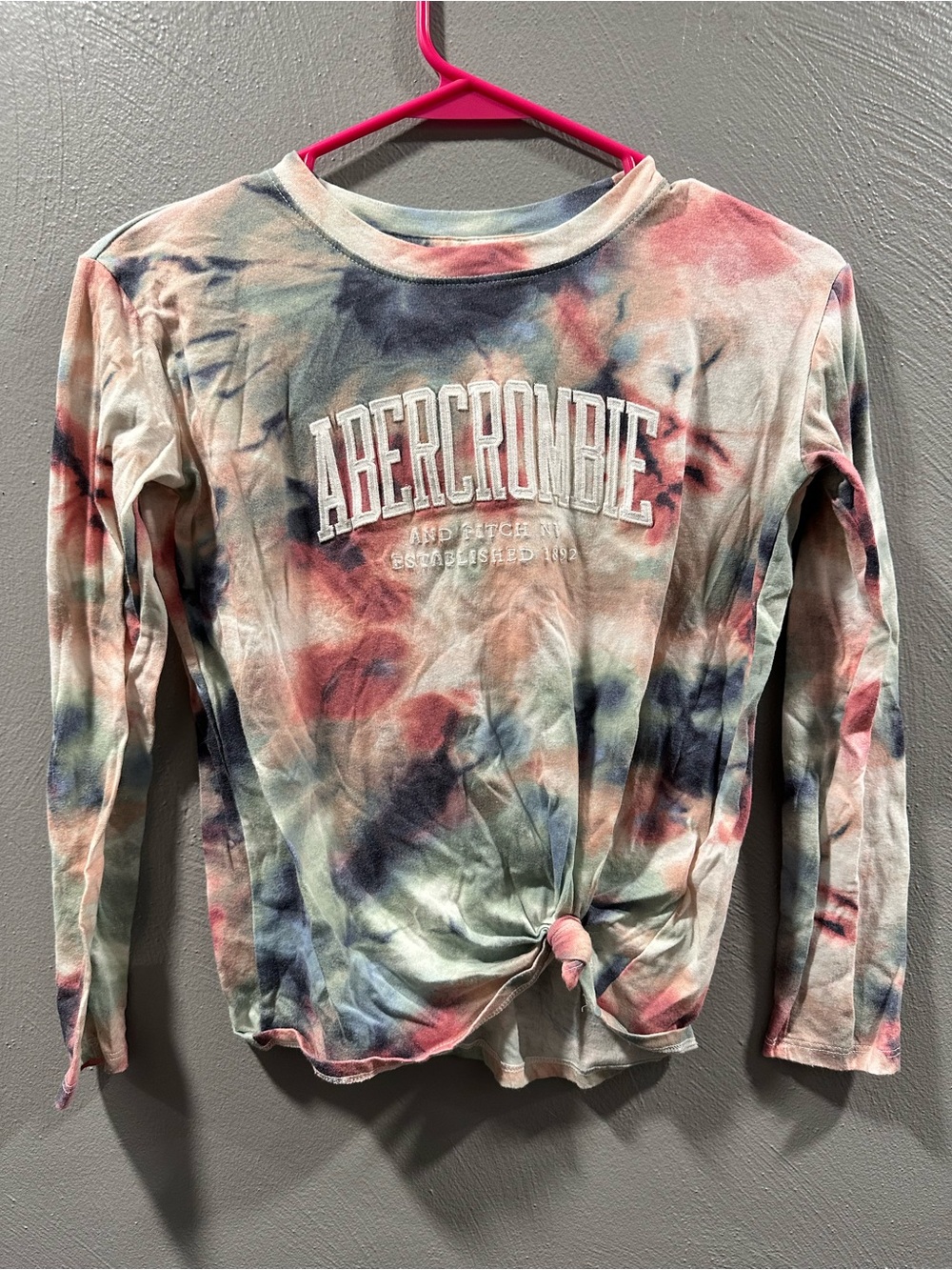 abercrombie kids Multi-Color Tie-Dye Long Sleeve Knot Front Tee